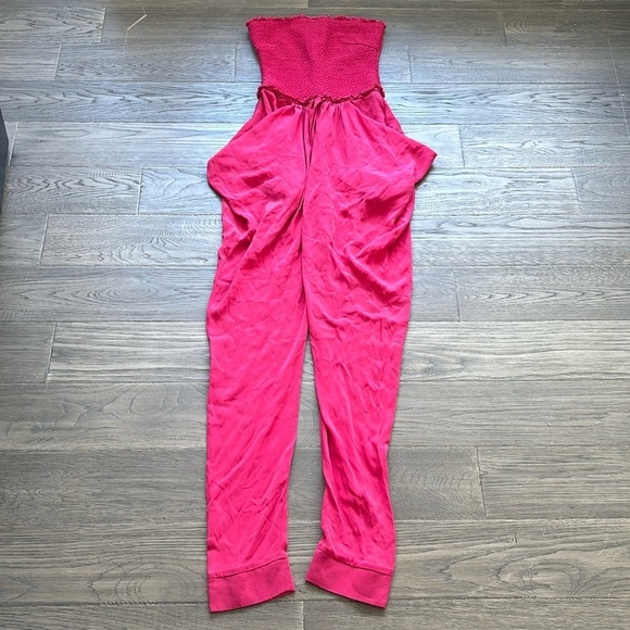 Catherine Malandrino| Finesse Strapless Jumpsuit in Geranium pink / 95% silk - Picture 2 of 15
